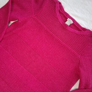 Chicos Pink Textured Knit Sweater Long‎ Sleeve Boat Neck Women's